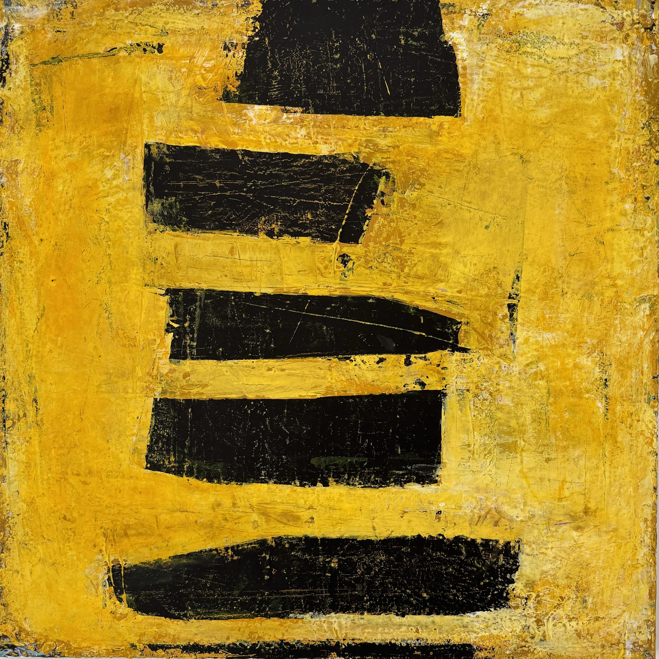 abstract painting, abstract art, Flavia Birsan, yellow painting, black painting, textured art, textured painting